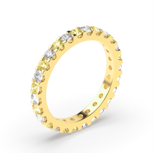 4 Prong Round Yellow Gold Dapple Eternity Diamond Rings