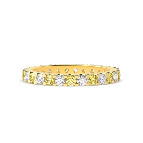 4 Prong Round Yellow Gold Dapple Eternity Diamond Rings