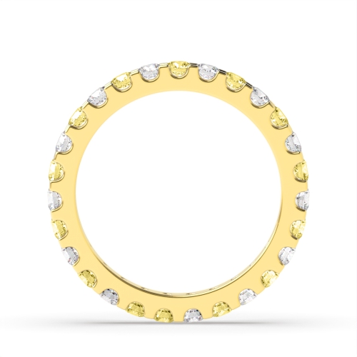 4 Prong Round Yellow Gold Dapple Eternity Diamond Rings