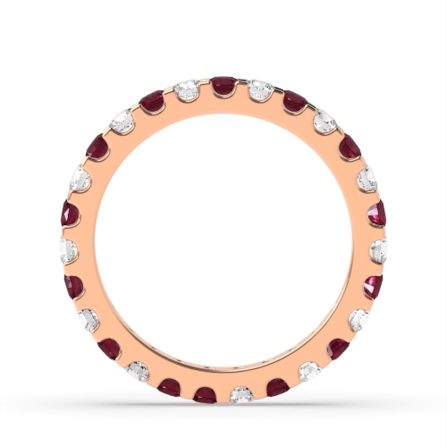 4 Prong Round Rose Gold Shared claws alternate diamond and Lab Grown Eternity Diamond Rings