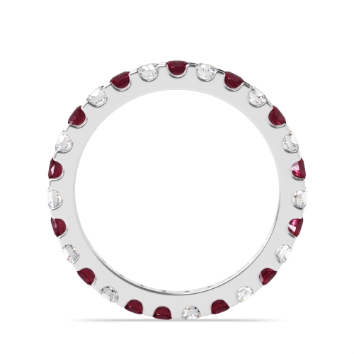 4 Prong Round White Gold Shared claws alternate diamond and Lab Grown Full Eternity Diamond Rings