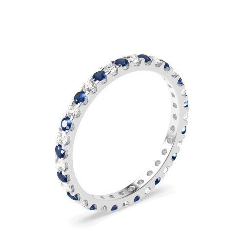 Classic Prongs Set Full Eternity Diamond and Gemstone Sapphire Rings (Available in 2.5mm to 3.5mm)