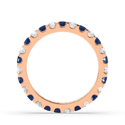 4 Prong Round Rose Gold Shared claws alternate diamond and Lab Grown Eternity Diamond Rings