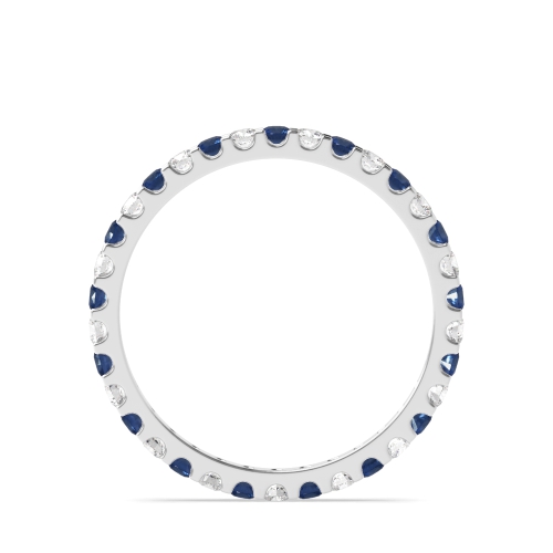 4 Prong Round Blue Sapphire Full Eternity Diamond Ring