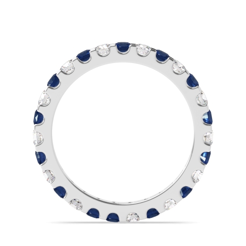 4 Prong Round White Gold Shared claws alternate diamond and Lab Grown Full Eternity Diamond Rings