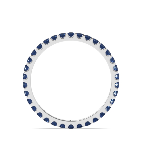 Pave Setting Round Radiance Veil Blue Sapphire Full Eternity Diamond Ring