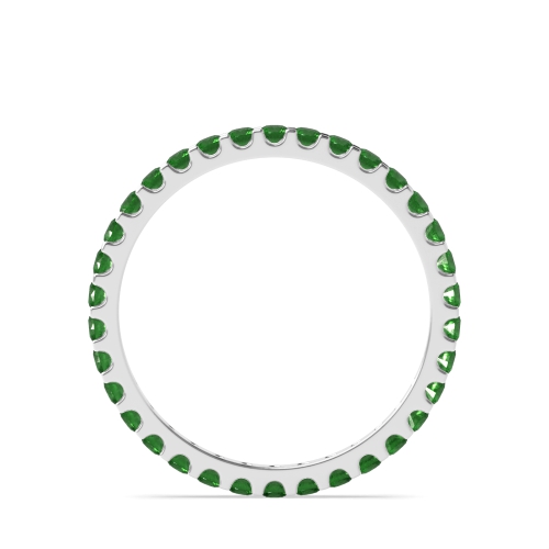 Pave Setting Round Radiance Veil Emerald Full Eternity Diamond Ring