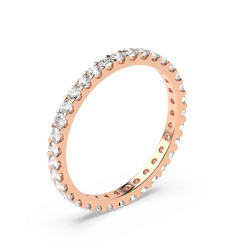 4 Prong Round Rose Gold classic Full Eternity Diamond Rings