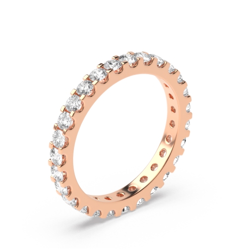 Pave Setting Round Rose Gold french Full Eternity Wedding Band