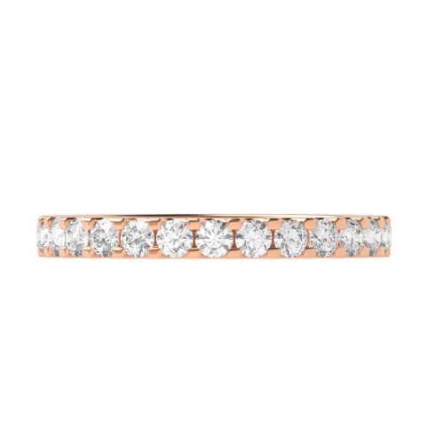 Pave Setting Round Rose Gold french Full Eternity Wedding Band