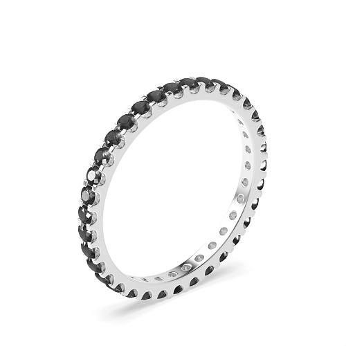 4 Prong Round classic Black Eternity Diamond Rings