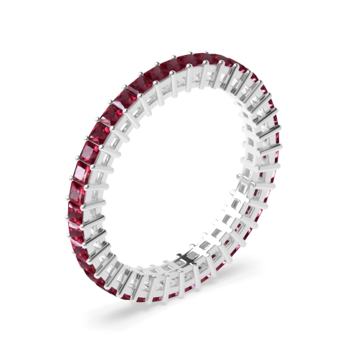 Prong Setting Princess Full Eternity Ruby Ring (Available in 2.5mm to 3.5mm)