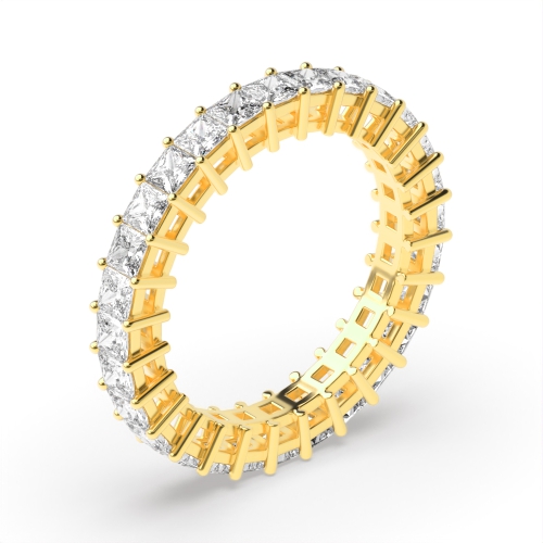 4 Prong Princess Yellow Gold Full Eternity Diamond Ring