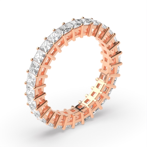 4 Prong Princess Rose Gold Setting Full Eternity Diamond Rings