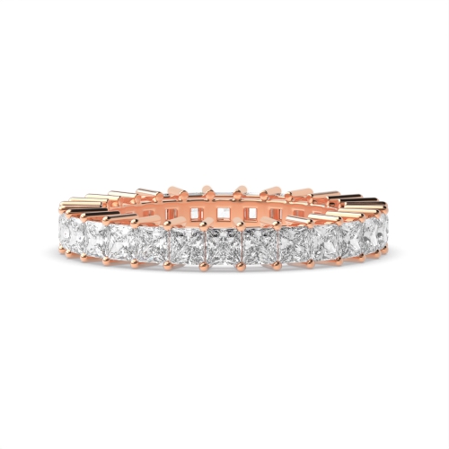 4 Prong Princess Rose Gold Setting Full Eternity Diamond Rings