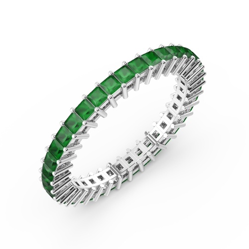 4 Prong Princess Setting Emerald Diamond Rings