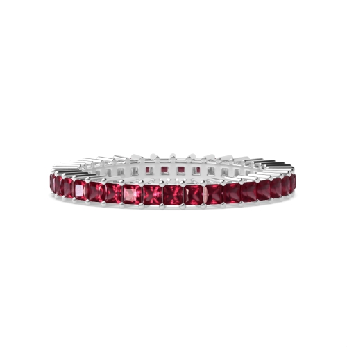 4 Prong Princess Setting Ruby Diamond Rings