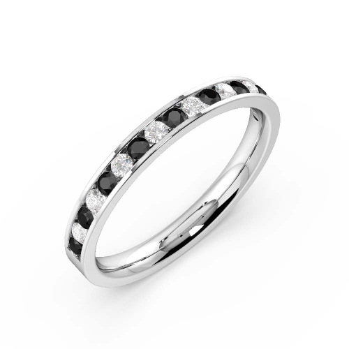 Channel Setting Round Black Eternity Diamond Rings