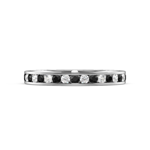 Channel Setting Round Black Eternity Diamond Rings
