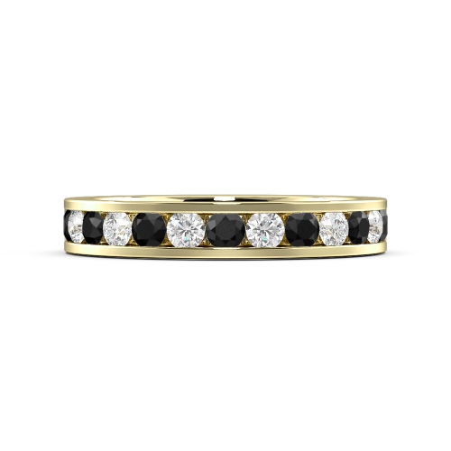 Channel Setting Round Yellow Gold Lab Grown Eternity Diamond Rings