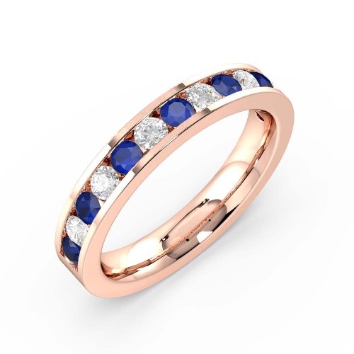 Channel Setting Round Rose Gold And diamond Lab Grown Eternity Diamond Rings