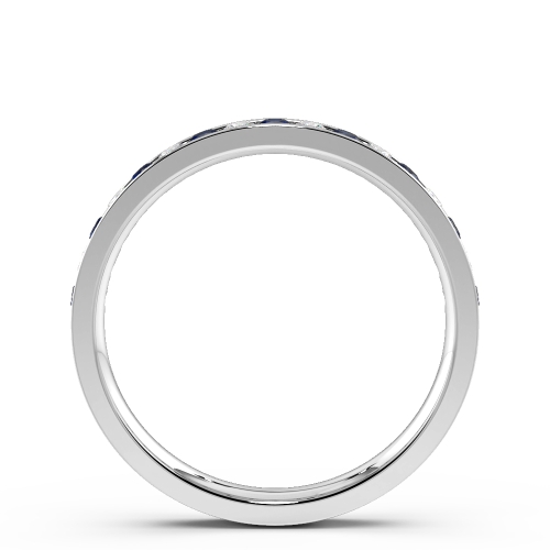 Channel Setting Round Blue Sapphire Half Eternity Diamond Ring