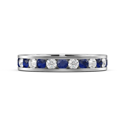 Channel Setting Round White Gold And diamond Lab Grown Band Diamond Rings