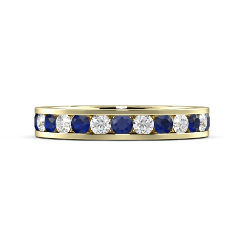 Channel Setting Round Yellow Gold And diamond Lab Grown Band Diamond Rings