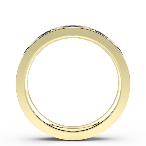 Channel Setting Round Yellow Gold And diamond Lab Grown Band Diamond Rings