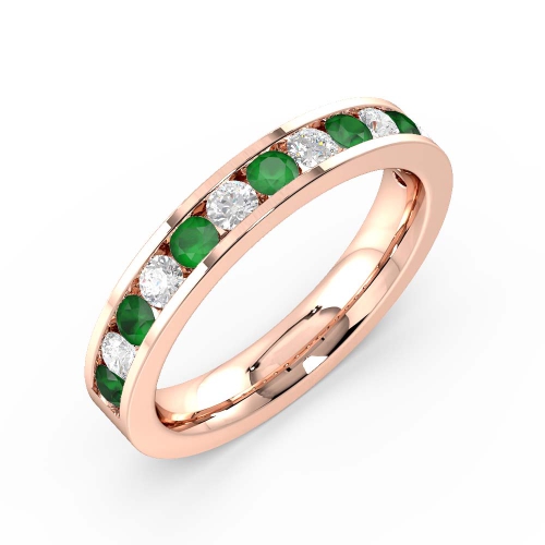 Channel Setting Round Rose Gold And diamond Lab Grown Eternity Diamond Rings