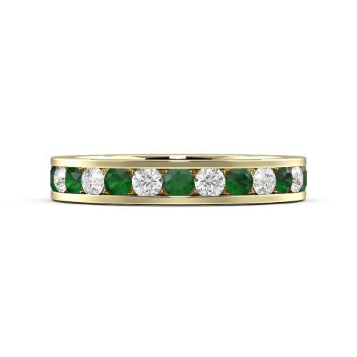 Channel Setting Round Yellow Gold And diamond Lab Grown Eternity Diamond Rings
