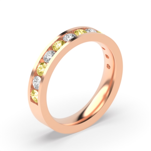 Channel Setting Round Rose Gold Alternate colored lab Eternity Diamond Rings