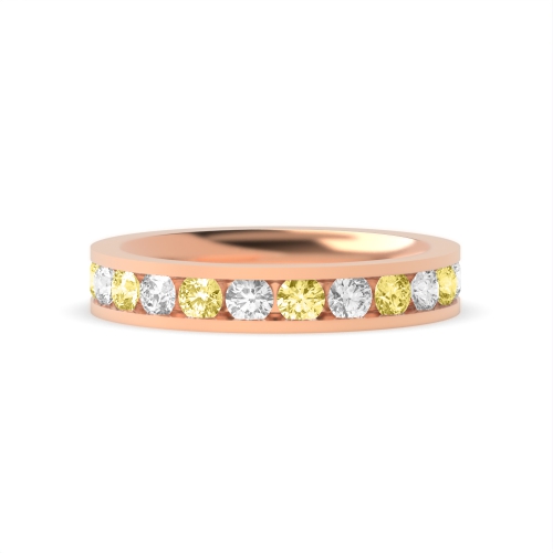Channel Setting Round Rose Gold Alternate colored lab Eternity Diamond Rings