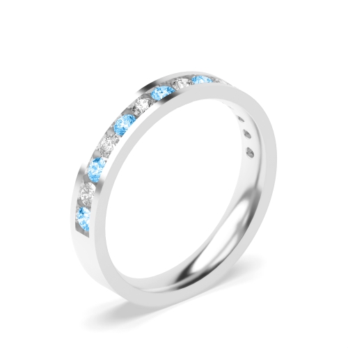 Channel Setting Round Alternate colored lab Blue Lab Grown Diamond Rings