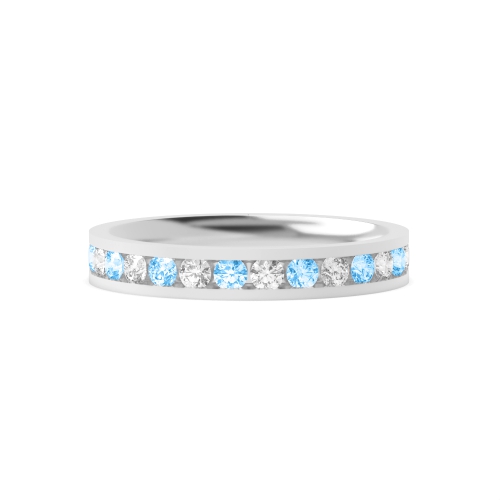 Channel Setting Round Alternate colored lab Blue Lab Grown Diamond Rings