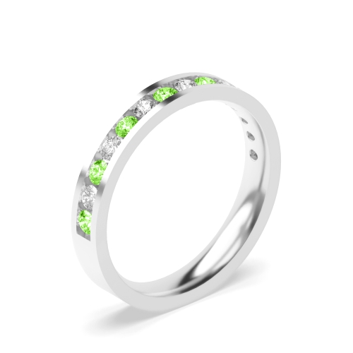 Channel Setting Round Alternate colored lab Green Lab Grown Band Diamond Rings