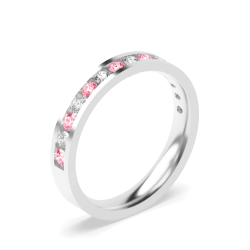 Channel Setting Round Alternate colored lab Pink Lab Grown Band Diamond Rings