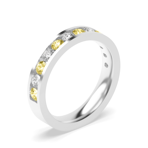 Channel Setting Round Alternate colored lab Naturally Mined Eternity Diamond Rings