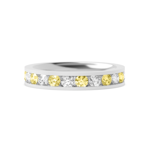 Channel Setting Round Alternate colored lab Naturally Mined Eternity Diamond Rings