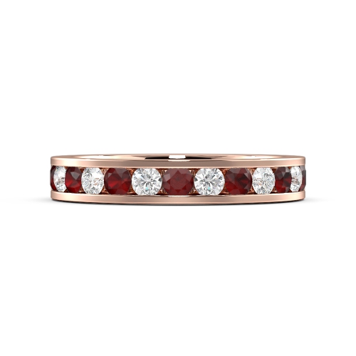 Channel Setting Round Rose Gold And diamond Lab Grown Eternity Diamond Rings