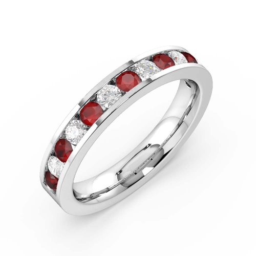 Channel Setting Round Platinum And diamond Lab Grown Eternity Diamond Rings