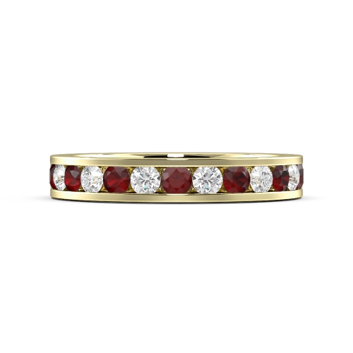 Channel Setting Round Yellow Gold And diamond Lab Grown Eternity Diamond Rings