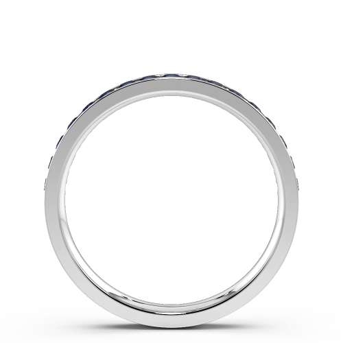 Channel Setting Round Infinity Cascade Blue Sapphire Half Eternity Diamond Ring