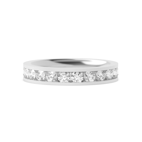 Channel Setting Round Silver Half Eternity Diamond Ring