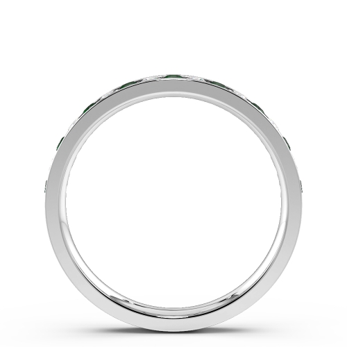 Channel Setting Round Infinity Cascade Emerald Half Eternity Diamond Ring