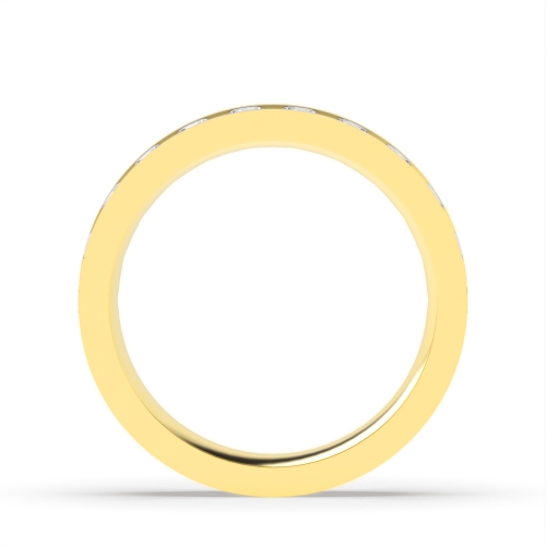 Channel Setting Round Yellow Gold Half Eternity Diamond Ring