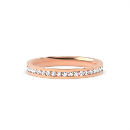 Channel Setting Round Rose Gold Flat Diamond Rings