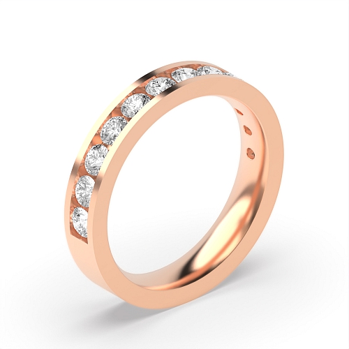 Channel Setting Round Rose Gold Flat Eternity Diamond Rings