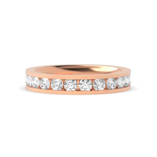 Channel Setting Round Rose Gold Flat Eternity Diamond Rings