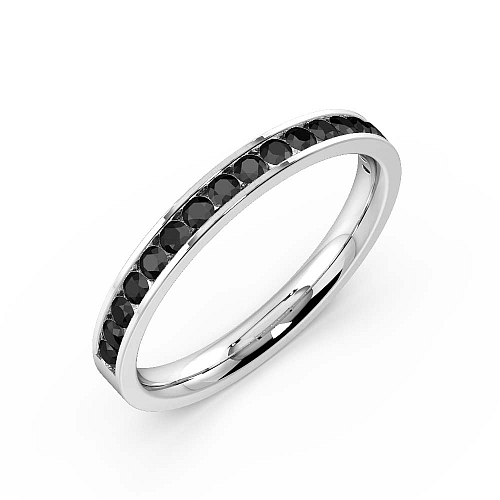Channel Setting Round Flat Black Eternity Diamond Rings